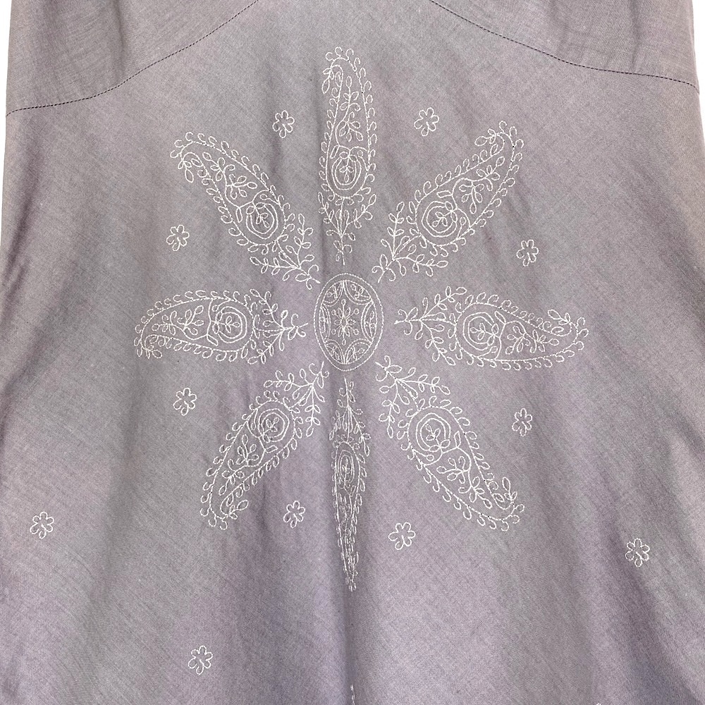 J. Crew Sleeveless Midi Dress Sz 6 Vtg Y2K Cotton Floral Embroidered Boho Beach - Picture 6 of 13